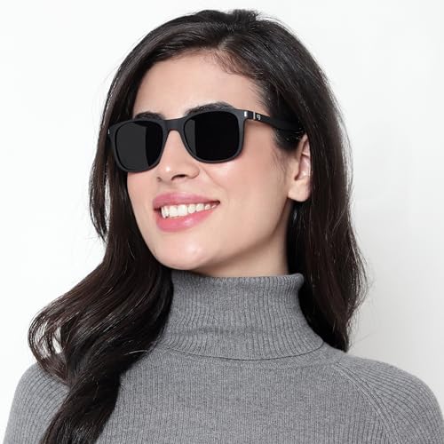 Woggles | Full Rim Square Branded Latest and Stylish Sunglasses | Polarized and 100% UV Protected | Men & Women | Medium | Lens: Black, Frame: Black - Image 6