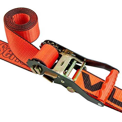 Vulcan Axle Tie Down Combo Strap With Snap Hook Ratchet - 2 Inch X 114 Inch - 4 Pack - Proseries - 3,300 Pound Safe Working Load #TOP5