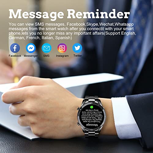 Filiekeu Men Smart Watch For Android Ios, Bluetooth Calls Voice Chat With Heart Rate/Sleep Monitor Fitness Tracker, 1.3" Full Touch Screen Ip67 Waterproof Stainless Steel Activity Tracker For Men #TOP6
