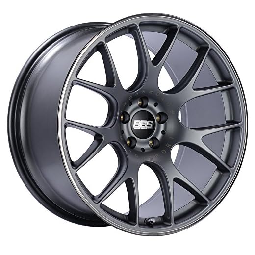 BBS CH-R Titanium Wheel with Painted Finish and Polished Stainless Steel Rim (19x8.5"/5x130mm, +51mm offset)