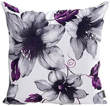 LAZAMYASA Printed Rose Cover Pillows Case Soft Throw Pillow Double-Sided Digital Printing Couch Pillowcase Square 18 x 18in,Purple