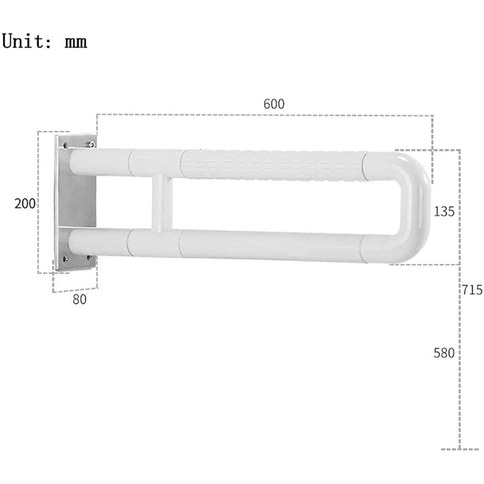 Barras de Apoyo for baño, Barra de Apoyo Colgante Antideslizante, Barra de Apoyo de Seguridad Fija for baño, Inodoro, niños Mayores, función de visión Nocturna(White)