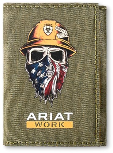 ARIAT Mens Work Trifold Wallet Born 4 This USA Dark Green A3401719
