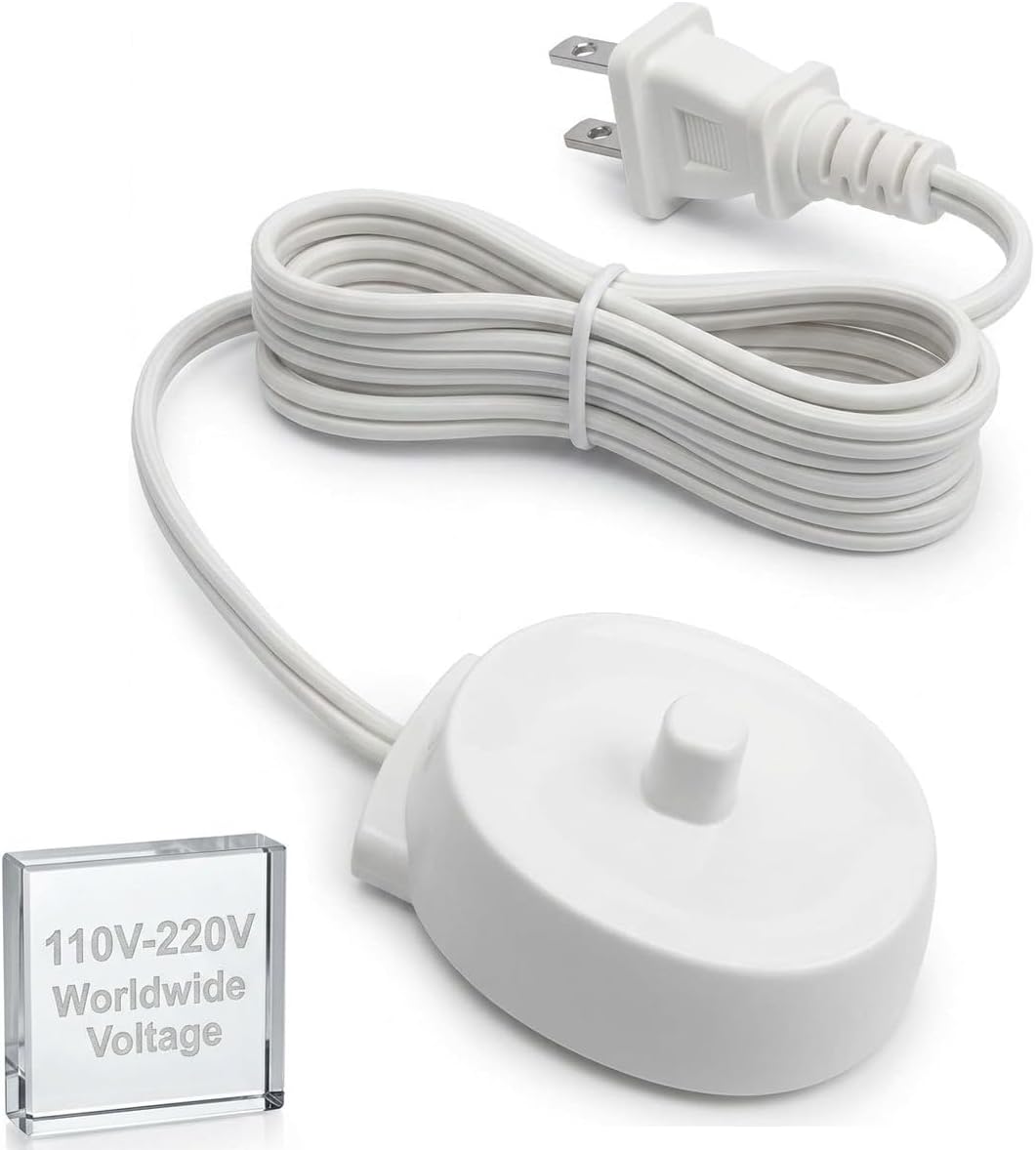 Replacement Charger for Braun Oral B Electric Toothbrush Charger Power Cord Supply Inductive Charging Base Model 3757 3756 Portable 110-220V Travel Charger
