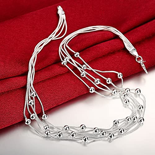 Perles et chaîne serpent sur un collier multicouches 18 pouces tendance