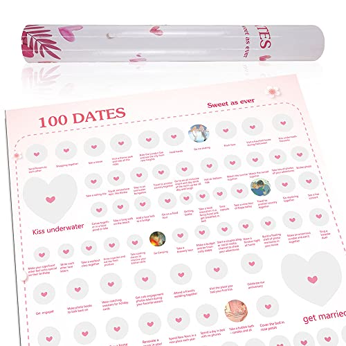 Image of NTZS 100 Dates Scratch Off Poster - Engagement Gifts for Her, Date Night, Anniversary for Couples, Birthday Gifts for Women, Wedding Gifts(16.5 inch x 23.4 inch Pink Christmas Festival Gift