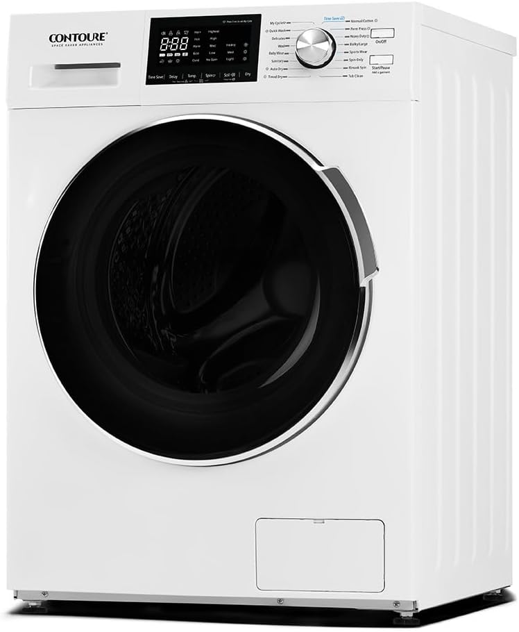 2.7 Cu. Ft. Washer Dryer Combo with Steam, Ventless All-in-One RV Washing Machine, Compact Apartment Size, White, 120V