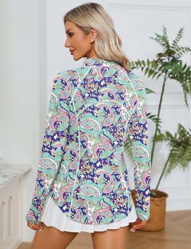 Image of LOMON Women Long Sleeve Shirts Sun Protection 1 /4 Zip Summer Quick Dry Hiking Shirts Quarter Zip Pullover for Women