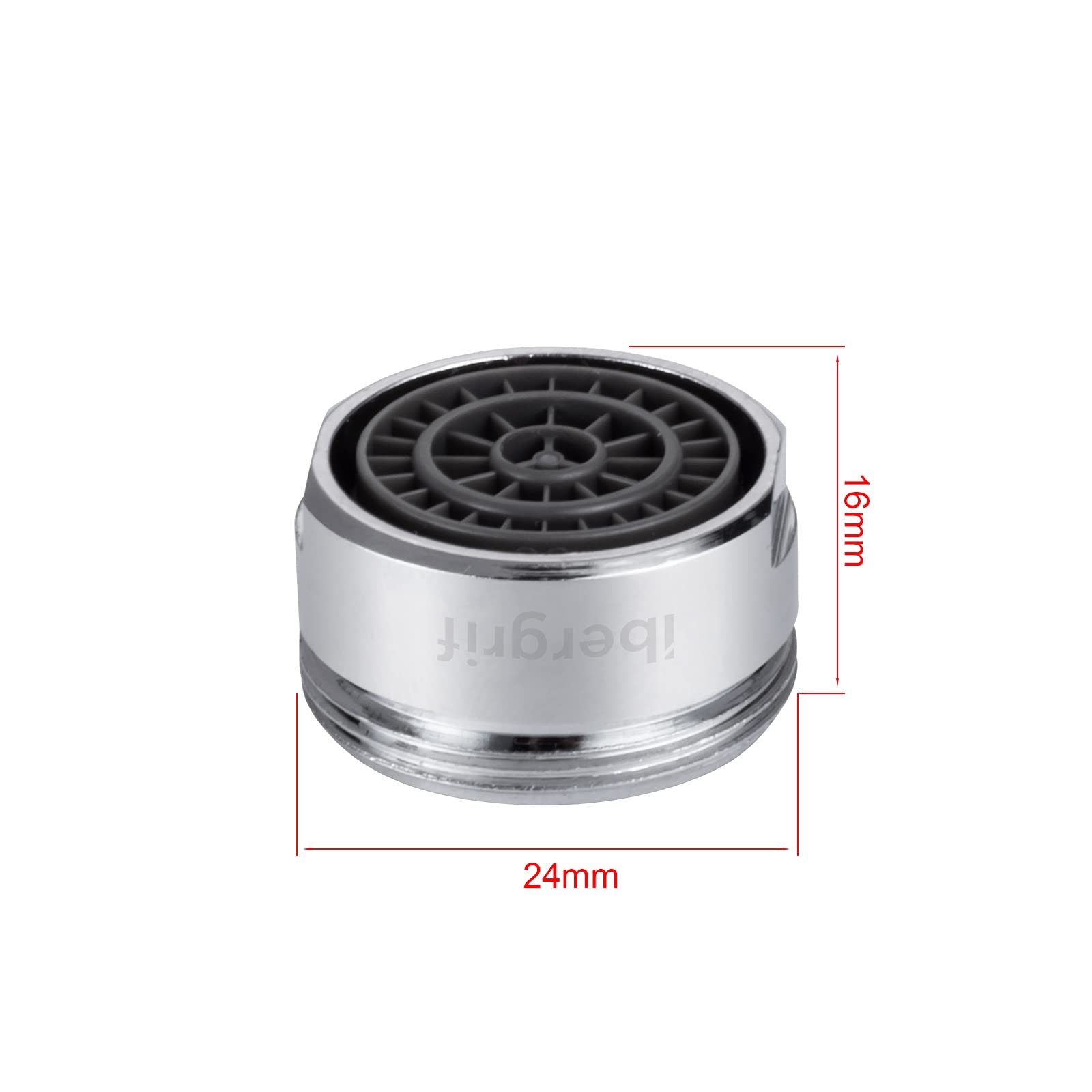 Ibergrif M91005 6 Piezas Aireador Grifo M24, Filtro Grifo de Lavabo de Cocina, Carcasa de Latón y Filtro de ABS, Incluye 8 Juntas y 1 Llave Inglesa, Plata