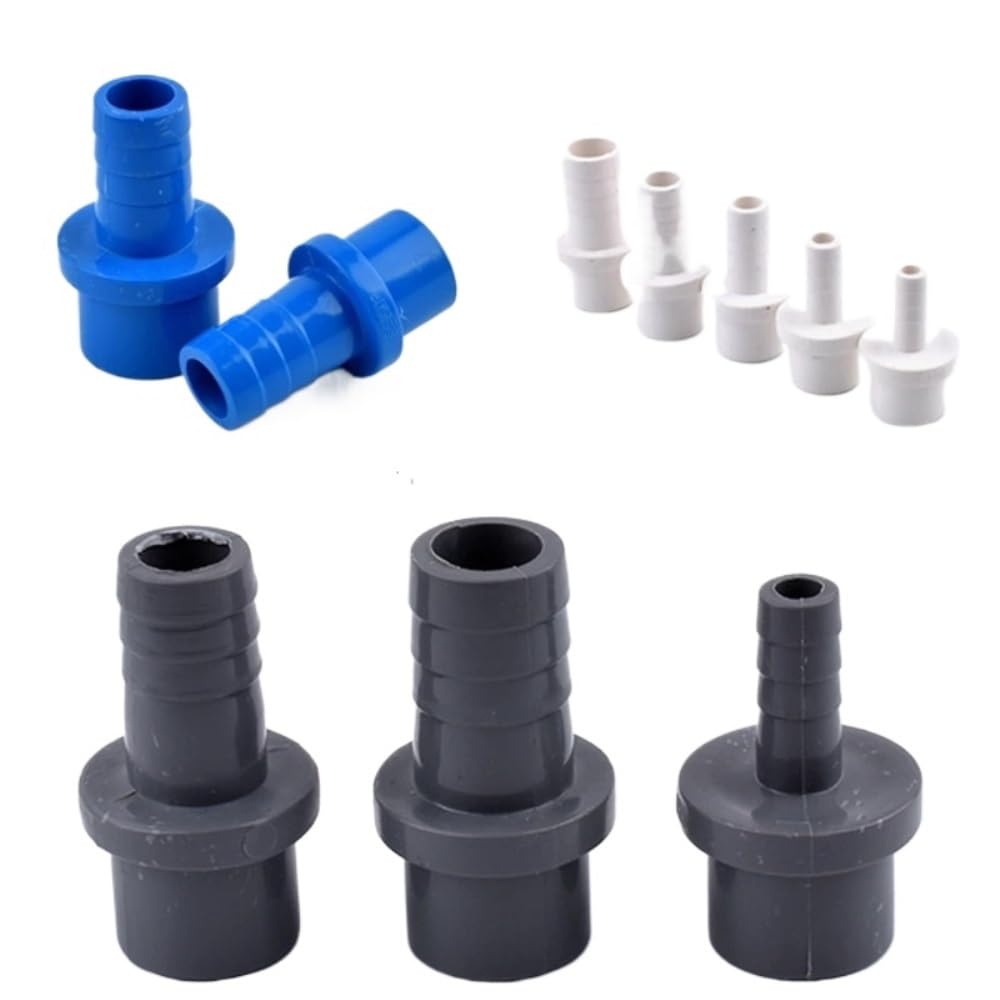 FRAOMHFW 5Pcs 20mm 25mm 32mm To 5/8/10/12/14/16/18/20/25mm PVC Hose Connector Garden Irrigation Fittings Hard Tube Plastic Pagoda Joint(Outer Dia 20mm-8mm,White(5Pcs))