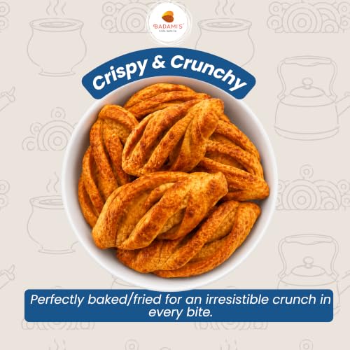 Image of Badami's Karela Mathri 300g with Complimentary Rakhi | Crispy & Crunchy Traditional Indian Namkeen | Ready-to-Eat Tea Time Snack | Raksha Bandhan Combo | Made with Natural Ingredients