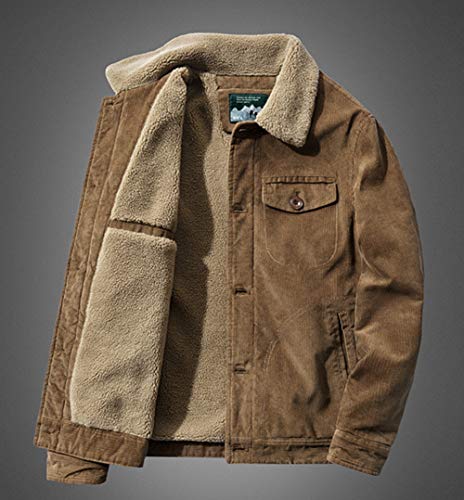 chouyatou Men's Casual Thicked Sherpa Lined Button Front Corduroy Trucker Jacket2