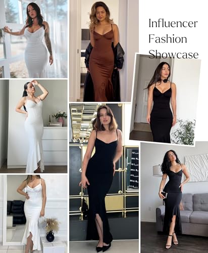 Popilush Corset Dress Built in Shapewear - Formal Dress for Women Deep V Neck Maxi Slip Bridesmaid Dresses for Wedding2