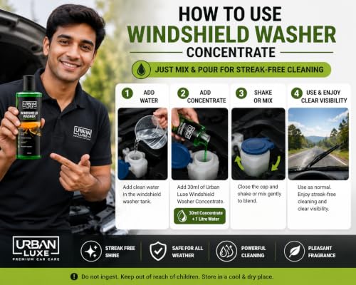 Image of Windshield Washer Fluid for Car Windshield Cleaner Liquid in Concentrate Form (20mL Enough for 1L Tank) Get A Streak Free Finish with Our Car Wiper Liquid 200mL