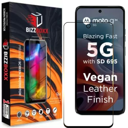 Image of Premium Screen Protector With Camera Cut | MOTOROLA G34 5G | Tempered Glass | Anti Static | Full Screen Coverage-Edge to Edge | 9H Hardness | With Easy Installation Kit (Pack of 1)