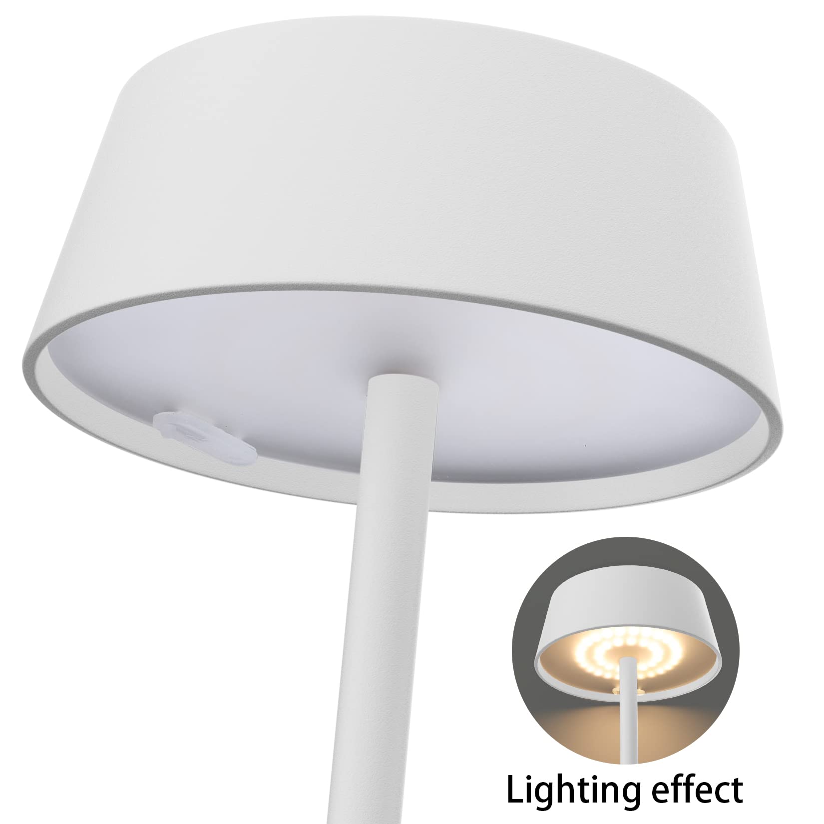 K-Bright 2 pezzi Lampada da tavolo, Luce calda Colore 3000K, Impermeabile IP54 lampade da tavolo senza fili, Ideale per cene in giardino, pub, feste, terrazze(Bianco)