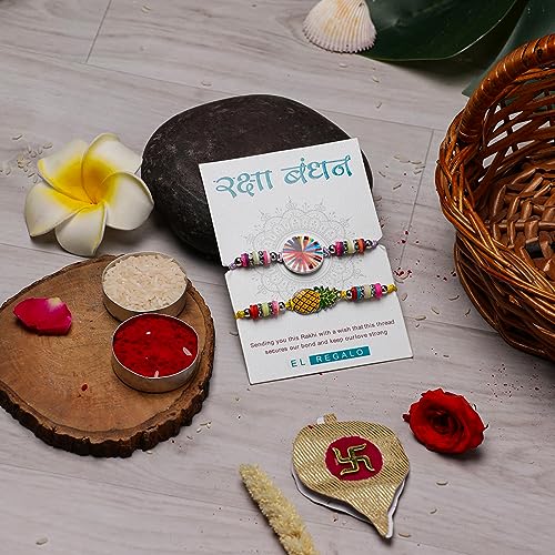 Image of El Regalo 2 PCs Cute Rakhis Set for Kids - Beautiful 2 Kids Rakhis Set for Girls & Boys with Roli Chawal, Message Card in Rakhi Gift Box for Little Brother /Niece /Nephew