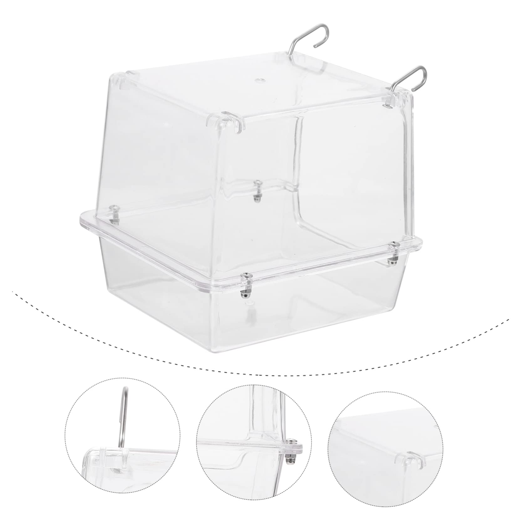 WOONEKY Bagnetto per Pappagalli da Appendere in Acrilico Resistente e Facile da Usare, Vasca da Bagno per Uccelli per Gabbia, Accessorio Pratico per Bagno degli Uccelli