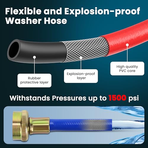 image for 4FT Rubber Washing Machine Hoses for Washer Flexible Burst-proof Rubbe