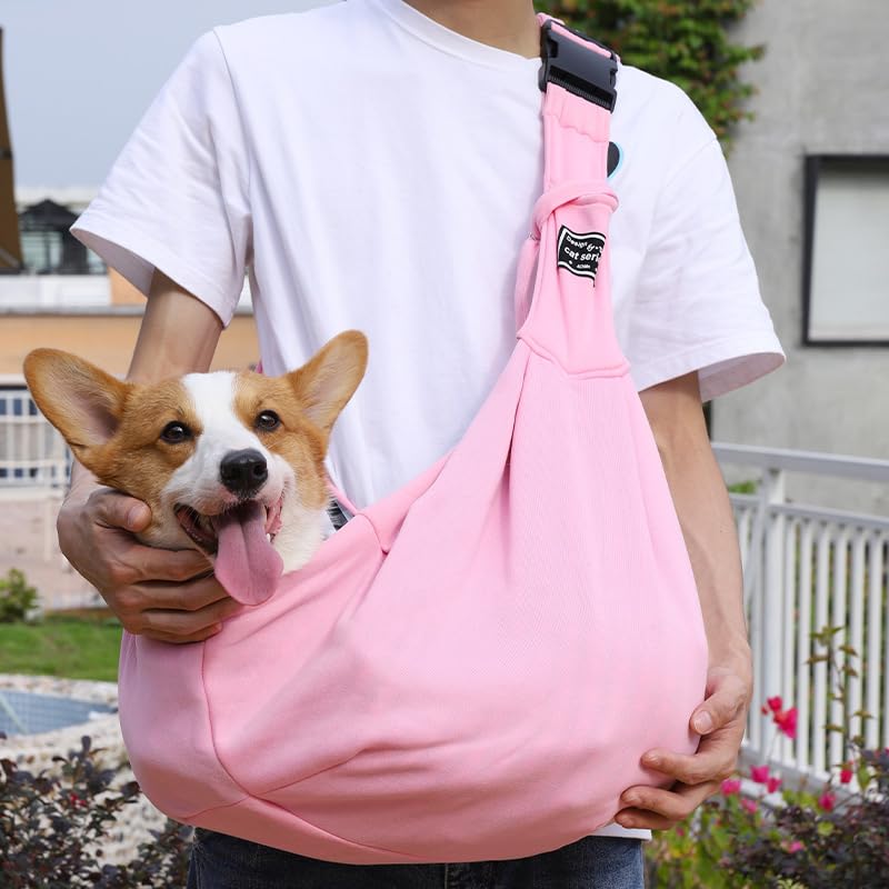 Dog and Cat Sling Bag Puppy Carrier Purse with Adjustable Shoulder Strap Dogs One Shoulder Bag Pet Cross-Body Slings Carrier Hand-Free Safe Small Puppy Backpack H