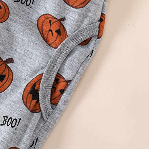 Infant Baby Boy Halloween Clothes Pumpkin Sweatshirt Long Sleeve T-Shirt Top Pants Sweatsuit Fall Outfits Set4