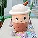 Heguowei Doux Mignon Bulle thé Tasse en Forme d'oreiller bière en Peluche Jouets en Peluche Doux Dos Coussin Enfants Cadeau Yeux pointillés 60cm