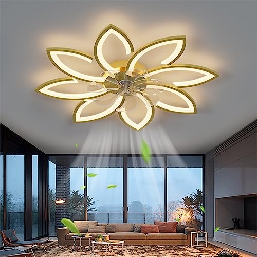Ventilateur plafond LED dimmable silencieux à pétales avec télécommande