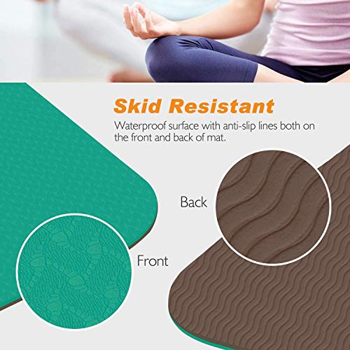 Image of Bodylastics Yoga Mat for Men and Women with Carry Bag TPE 6ft x 2ft x 6mm Large Size Anti Slip & Anti Tear Workout Mat