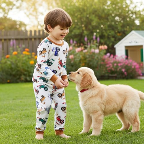 PATPAT Kids 2 Pieces Pajama Sets with Bamboo Viscose,Snug Fit Pjs for Boys,All-Season Comfort Sleepwear, Ages 2-12 Years4