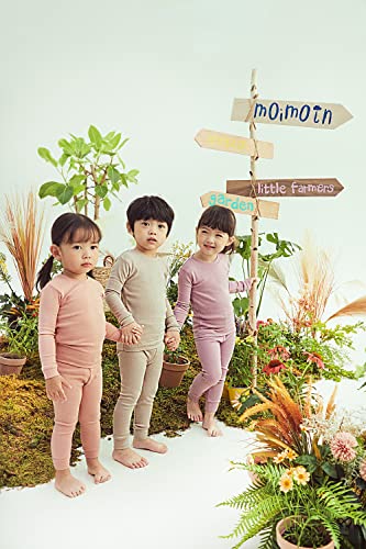 Moimoln Girls Boys Unisex Cotton Modal Solid Long-Sleeve Snug Fit Pjs Pajama Sleepwear Beige 2T #TOP4