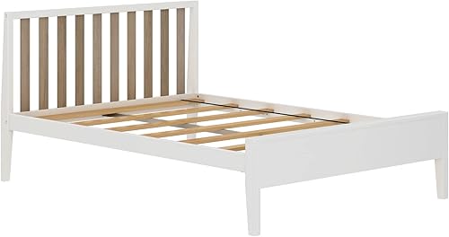Miniatura 17 de Max & Lily Cama matrimonial, cama moderna escandinava para niños, marco de cama individual de madera maciza con cabecero de rejillas, no necesita