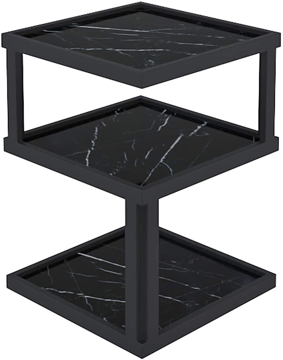 Table de chevet petite taille en marbre noir et fer forgé pour vos soirées lecture au salon
