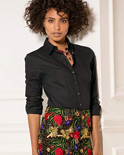 Women's Basic Button Down Shirts Long Sleeve Plus Size Simple Stretch Formal Casual Shirt Blouse4