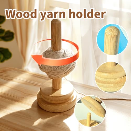 Image of Yarn Bowl with Wooden for Storage | Handmade wood yarn bowl with lid /holder, 2-in-1 tangle-free knit /crochet organizer, smooth no-snag, ideal crafter gift.