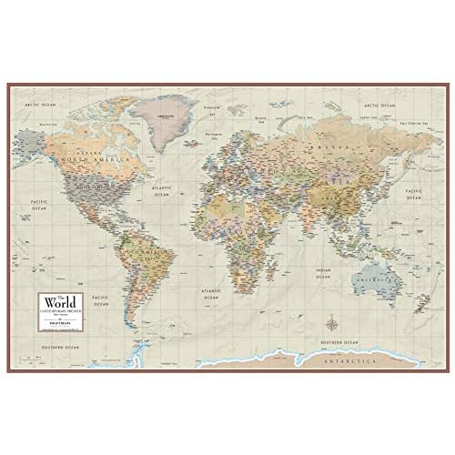 Swiftmaps 18″ x 27″ World Map Contemporary Premier Wall Map Poster Mural, Laminated, Made in the USA