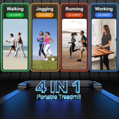 Image of Walking Pad Treadmill for Home - Under Desk Treadmills Mini Portable Walking Running Machine Slim Compact Small Lightweight Motorized Electric Treadmill with Adjustable Speed Remote