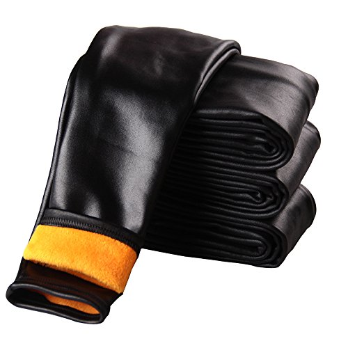 Tulucky Girls Winter Warm Pants Thick Fleece Lined Faux Leather Stretchy Teens Leggings3