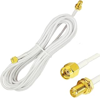 33ft Cable RP-SMA Coaxial Extension Cable Male to Female Connector for Wireless LAN Router Bridge & Cellular Antenna White