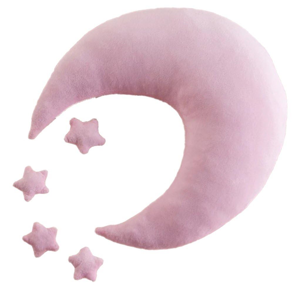 Sanfly Pink Newborn Photography Props Moon Star Posing Aid Pillow Set Posing Beans Bag Cushion Baby Photo Props Accessories