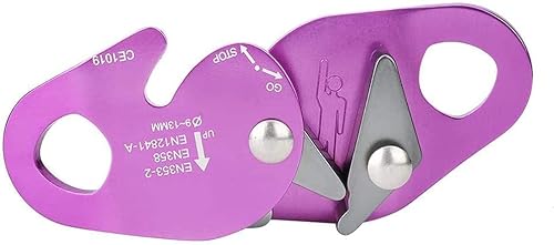 Miniatura 4 de Cuerda de escalada para frenar y frenar, cuerda de agarre, engranaje de pico para montañismo, diámetro adecuado, cuerda de 0.354-0.512 in (morado)