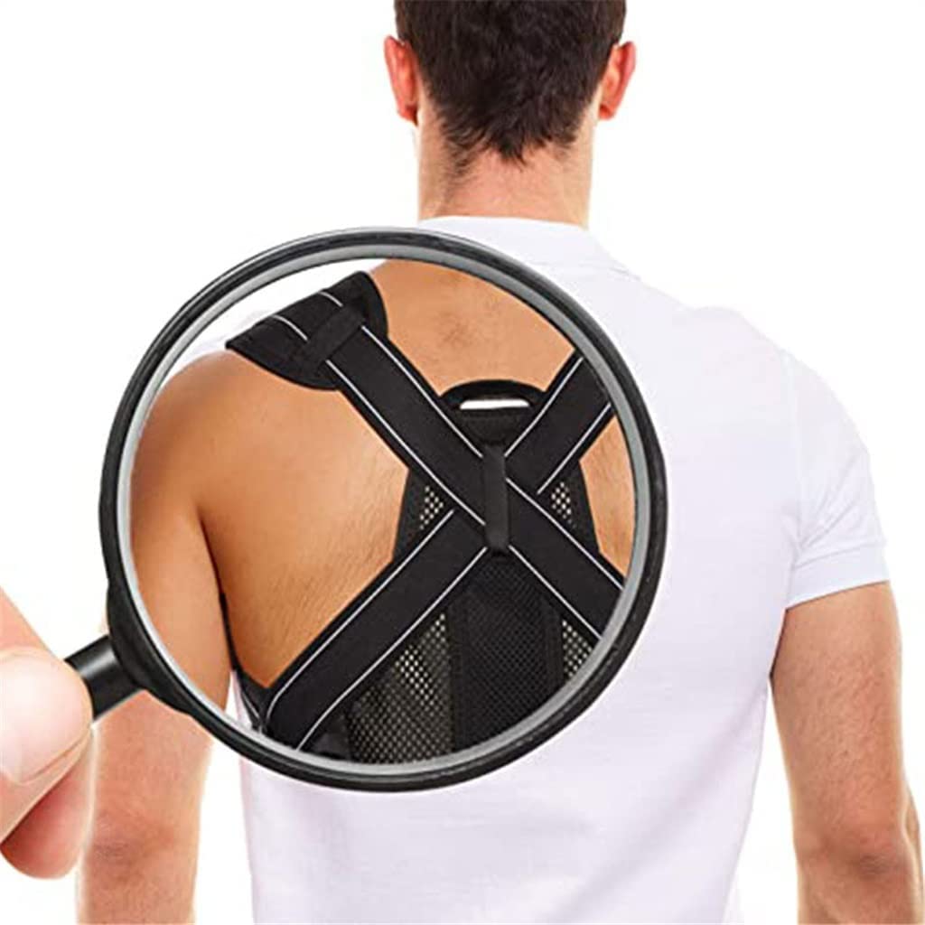 Cintura di Supporto per la Schiena e Le Spalle, correttore di Postura, Nastro di Fissaggio posturale, correttore Dritto Lombare, Cintura di Allenamento, Strumenti(Black-M Code)