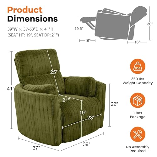 Sillón reclinable plegable chenille verde miniatura 3