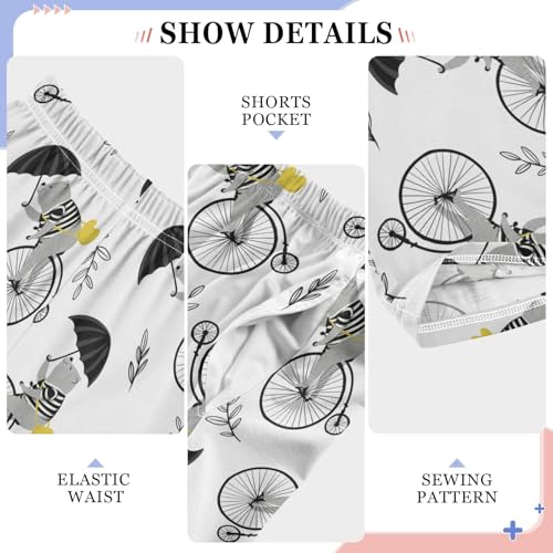 ZZXXB Bear Riding Bike Boys Long Pants Soft Trousers Elastic Waist Kids Lounge Bottoms with Pockets S-XL4