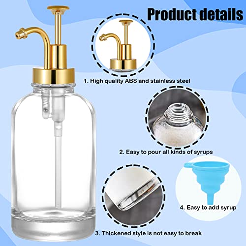 2 Pcs Coffee Syrup Dispenser, 16.9Oz Coffee Bar Accessories Glass Maple Syrup Bottle Gold Pumps With Funnel And 36 Labels Coffee Accessories For Coffee Bar Home Bar Maple Syrup Honey Cooking Olive Oil #TOP2