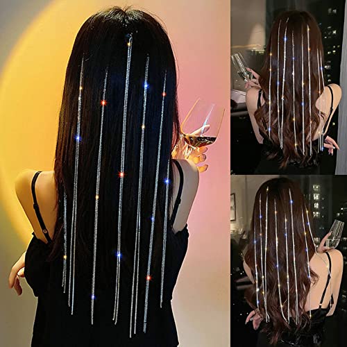 Rhinestone Hair Chains Silver Crystal Punk Hair Clips Extensions Braided Hair Clip Tassel Bling Long Rhinestone Decorative For Women Girls Party Gift Accessories 4 Pcs #TOP1