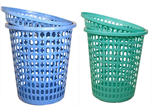 Image of Laundry Basket with Cap - Royal Blue + Light Green Color, Durable (Unbreakable) 50L with 6 Months Warranty (Blue, Light Green)