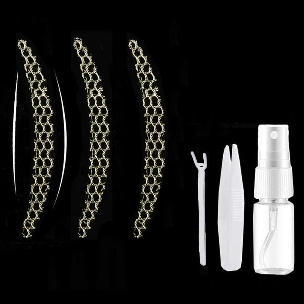 shefun メッシュ まぶたテープ 380枚 水で貼る 両面 網目 二重 目立たない ふたえテープ 極細 自然 二重まぶた JP173 (半月細め)