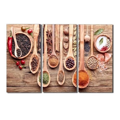 Décoration d'assaisonnement KEBIA pour masquer un mur vide de cuisine triptyque géant