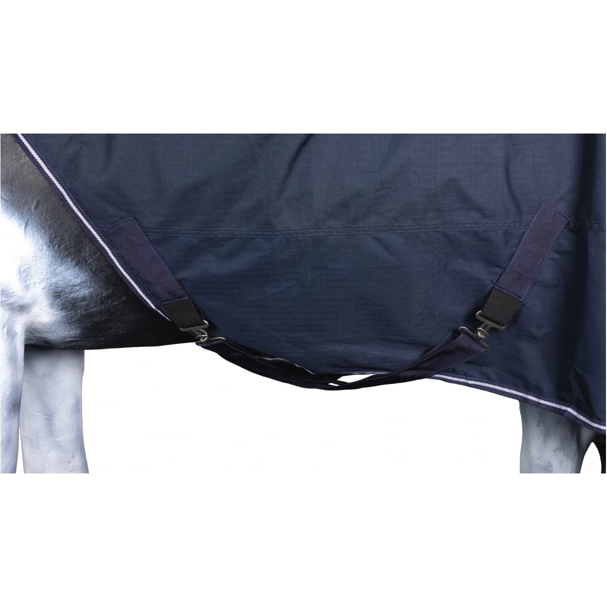 Marengos - Führanlagendecke Comfort | Führmaschinendecke mit Fleece-Innenfutter | wasserdichte & atmungsaktive Longierdecke | mit Kreuzgurten mit Elastikeinsatz | Pferdedecke in Marine 135 cm | Führmaschinendecke mit Fleece-Innenfutter – wasserdichte & at