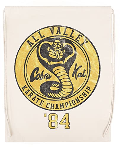Cobra Kai All Valley Karate Championship Beige Deporte Bolsa el Gimnasio Duradera Respetuosa con el medio ambiente Drawstring Gym Bag